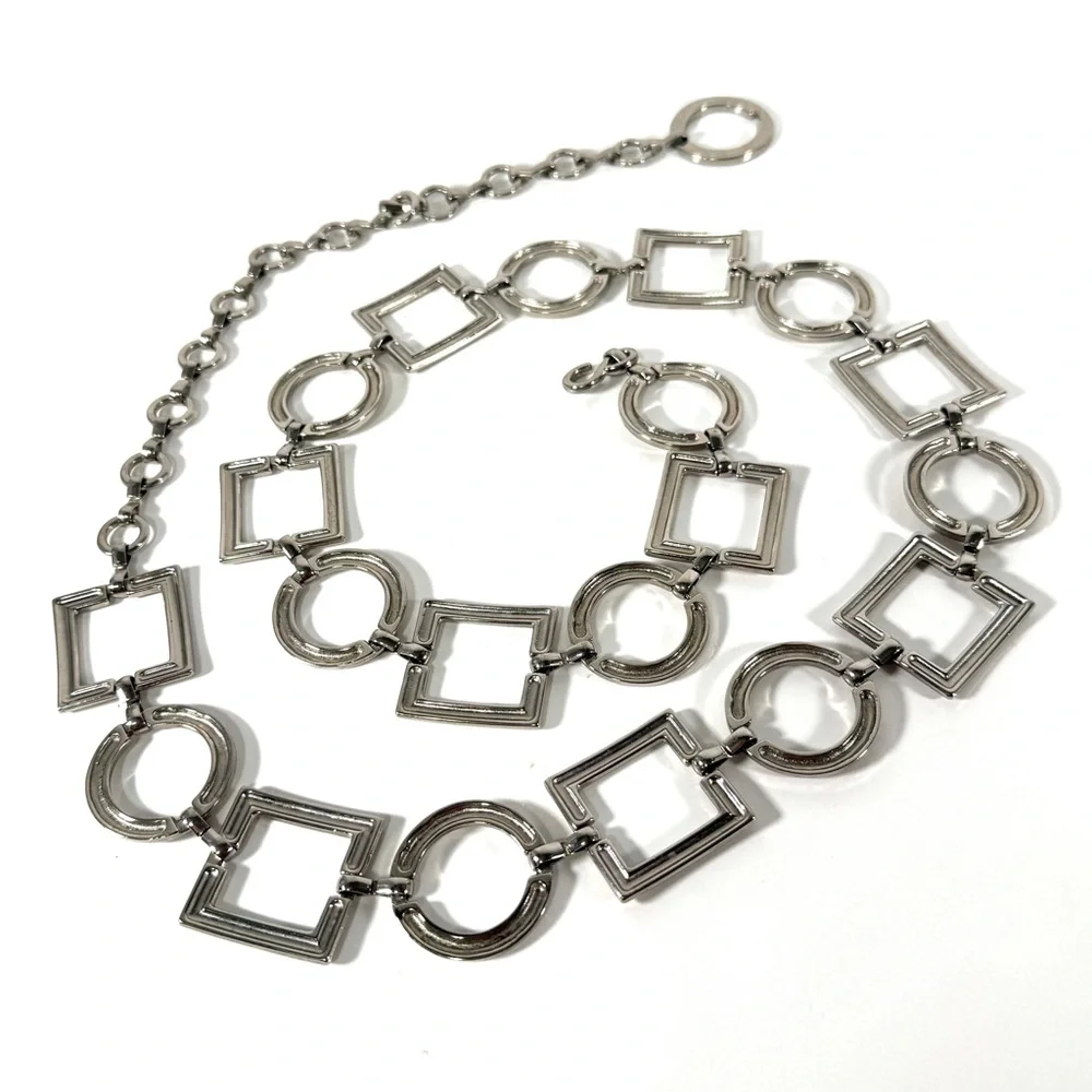 Silver Geometric Link Belt